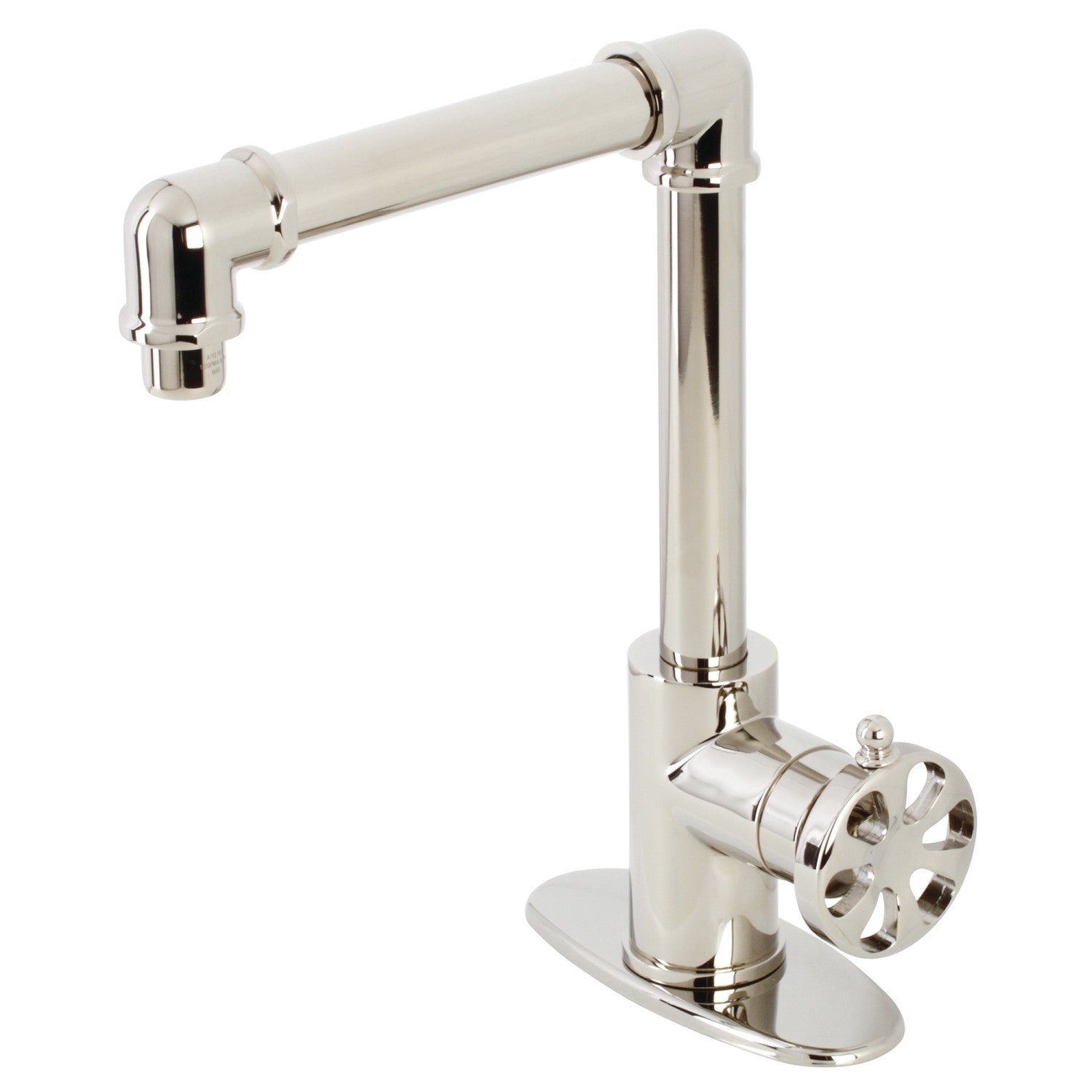 Kingston Sona KSD144RXPN - Belknap One-Handle 1-Hole Bathroom Faucet with Deck Plate and Push Pop-Up Drain, Polished Nickel — image 1